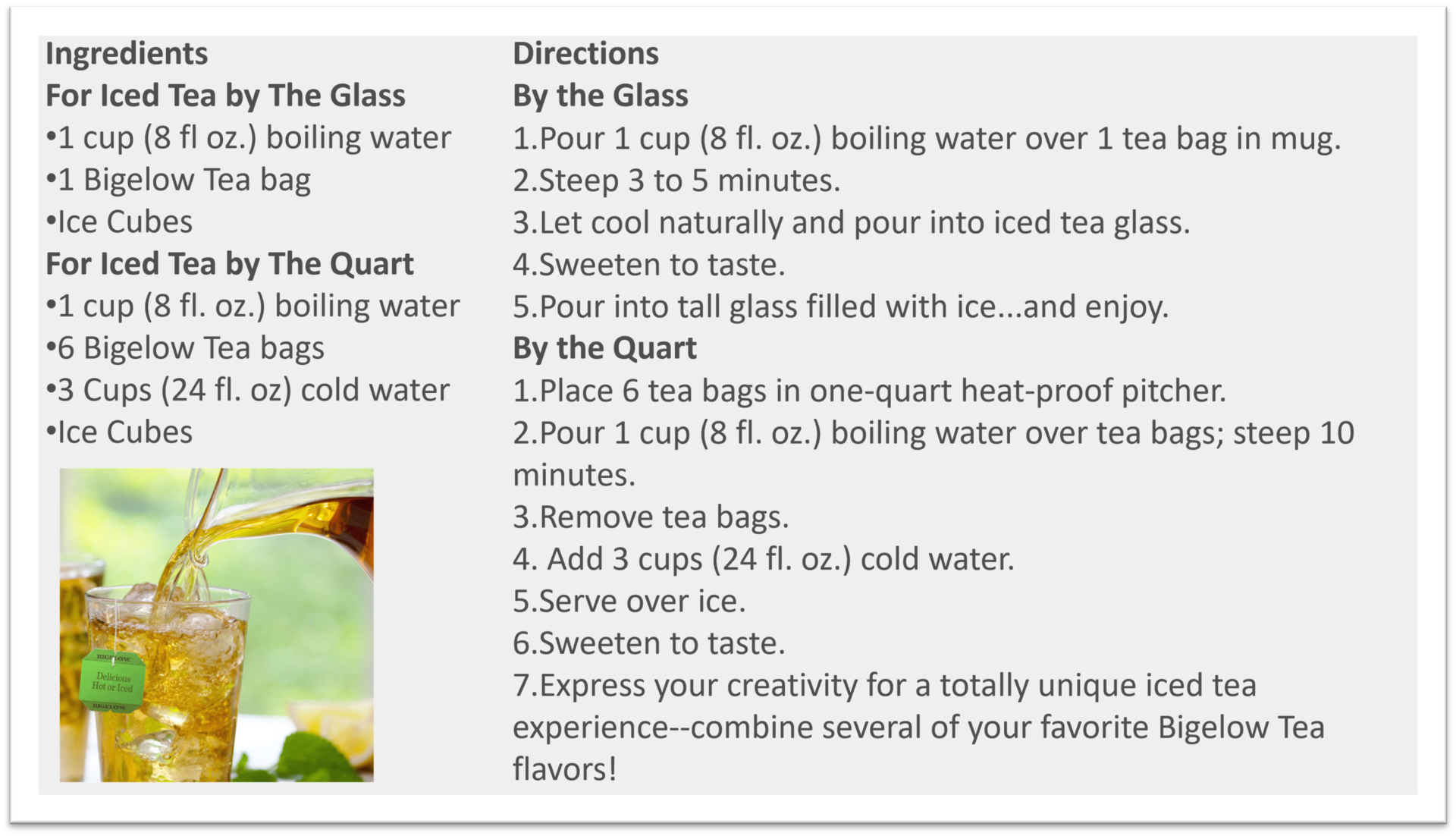 Fresh Brewed Iced Tea Instructions