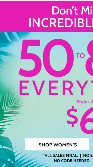 50% to 80% Off Sitewide - Prices as Marked - All Sales Final - Shop Women's