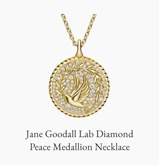 Jane Goodall Lab Diamond Peace Medallion Necklace