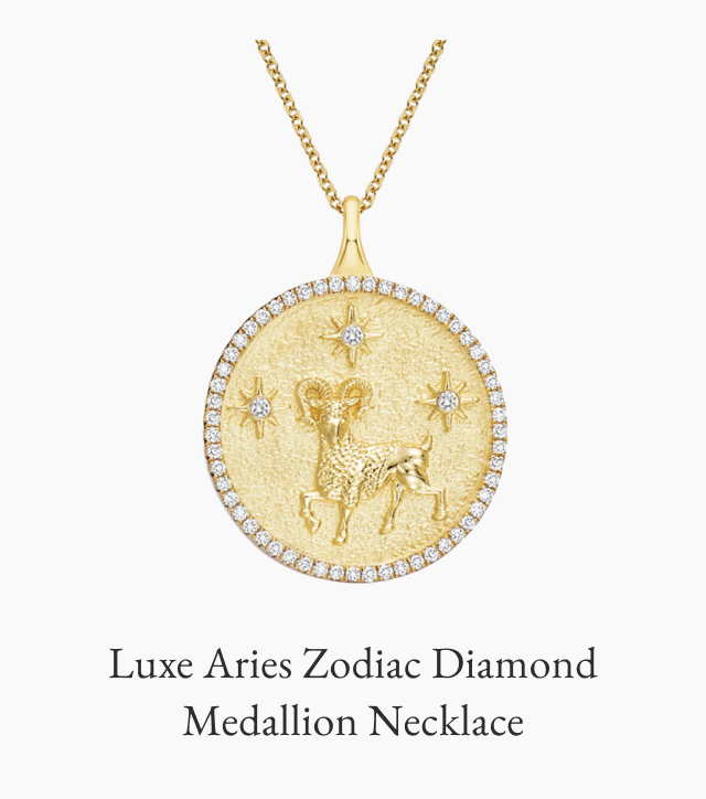 Luxe Aries Zodiac Diamond Medallion Necklace 