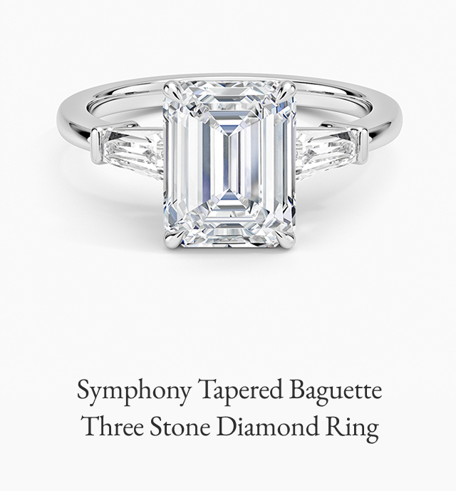 Symphony Tapered Baguette Three Stone Diamond Ring 