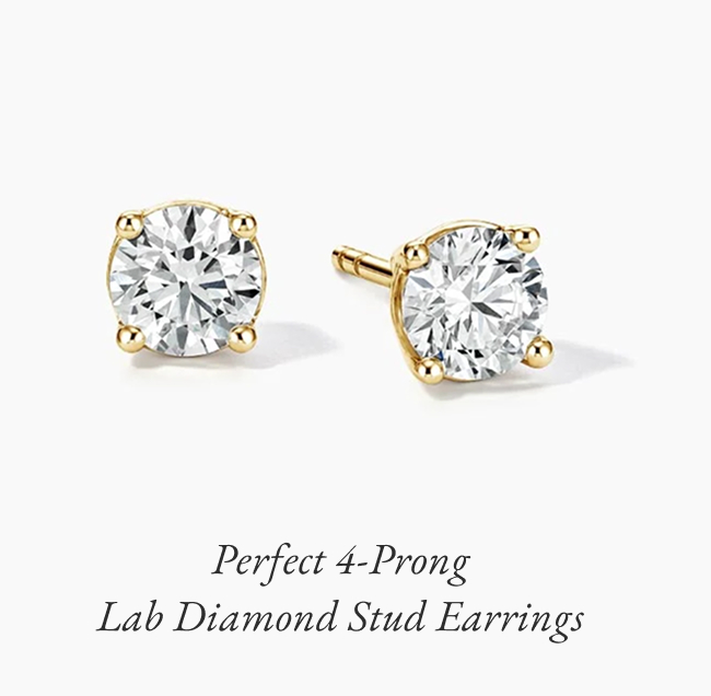 Perfect 4-Prong Lab Diamond Stud Earrings 