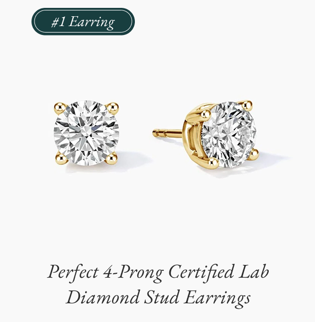 Perfect 4-Prong Certified Lab Diamond Stud Earrings 