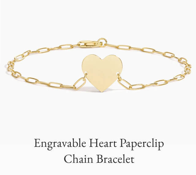 Engravable Heart Paperclip Chain Bracelet