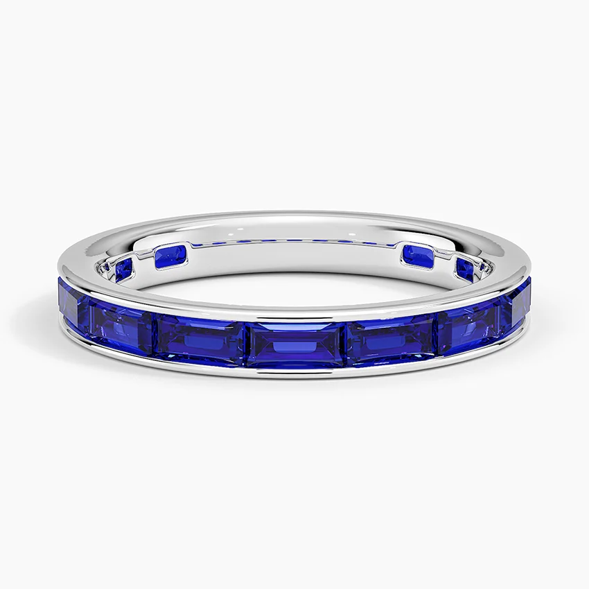 Channel Set Baguette Lab Sapphire Ring