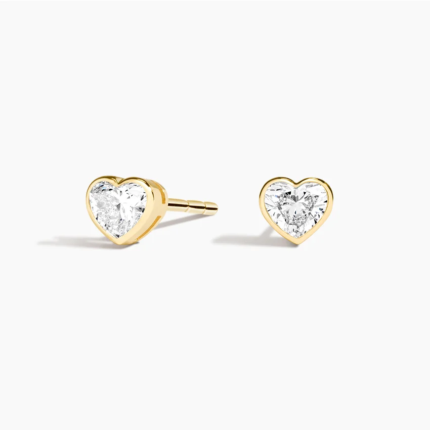 Heart Shaped Lab Diamond Bezel Stud Earrings