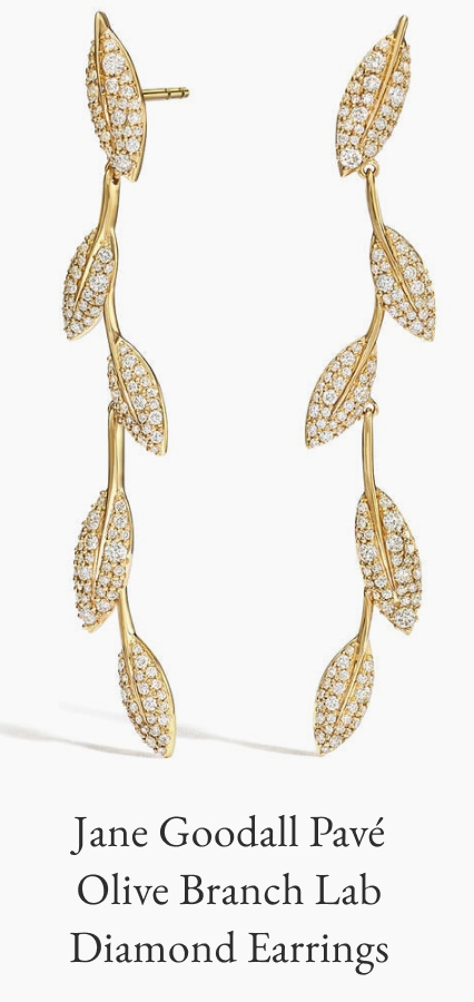 Jane Goodall Pavé Olive Branch Lab Diamond Earrings