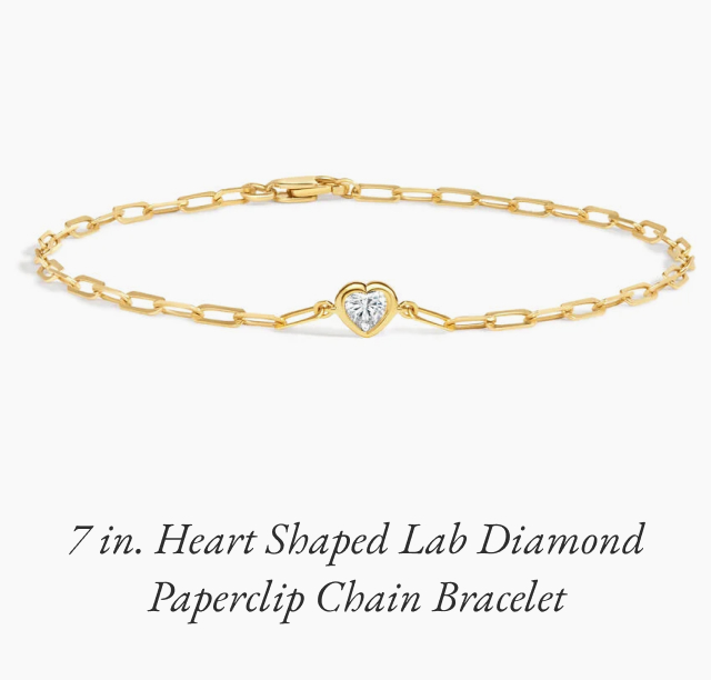 7 in. Heart Shaped Lab Diamond Paperclip Chain Bracelet