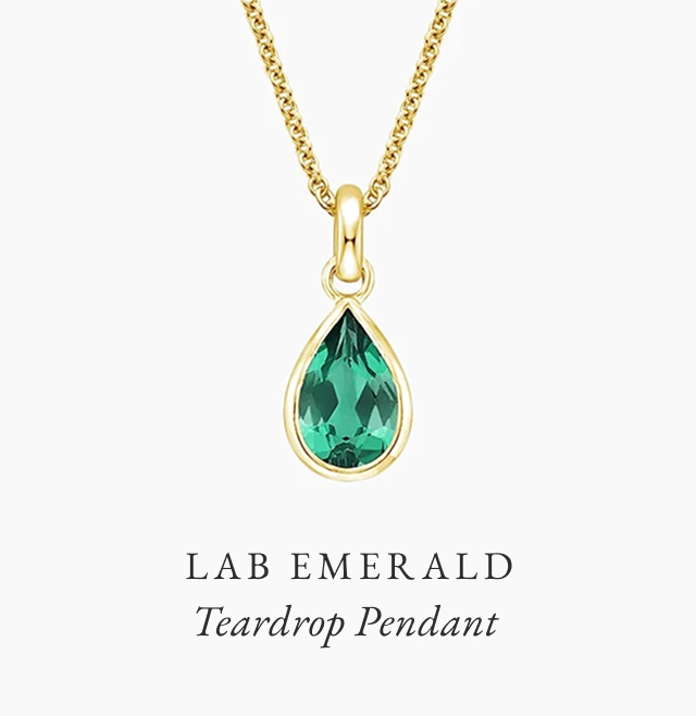Teardrop Lab Emerald Pendant