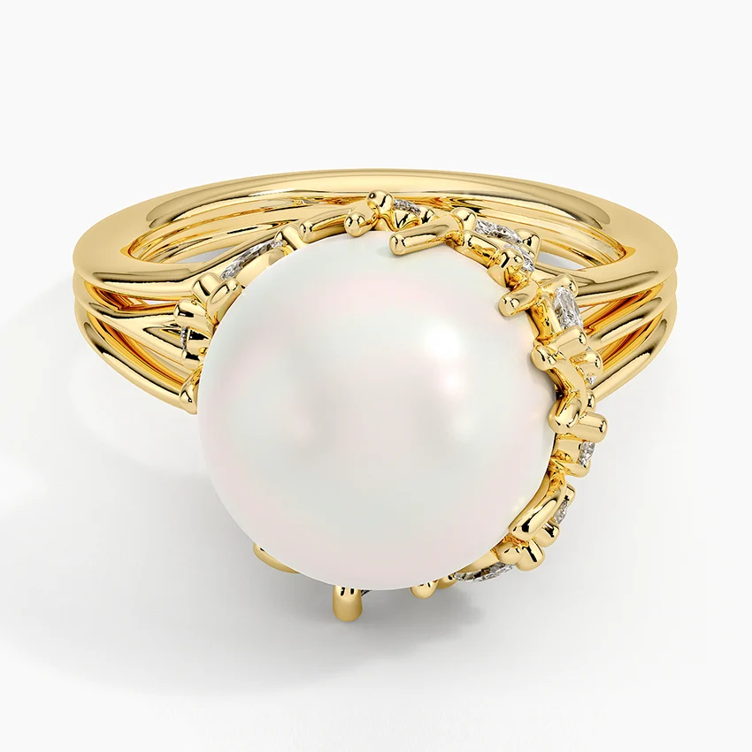 Cotillion Cultured Pearl and Diamond Cocktail Ring