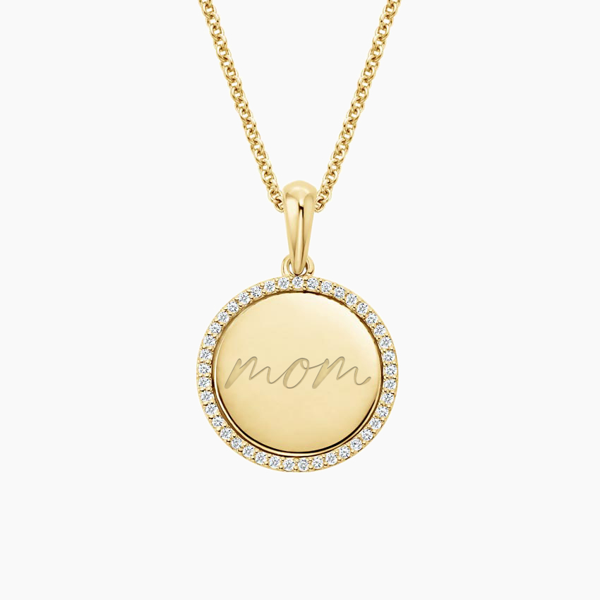 Engravable Mom Diamond Disc Pendant