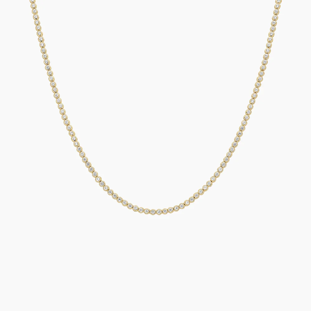 Bezel Lab Diamond Tennis Necklace 