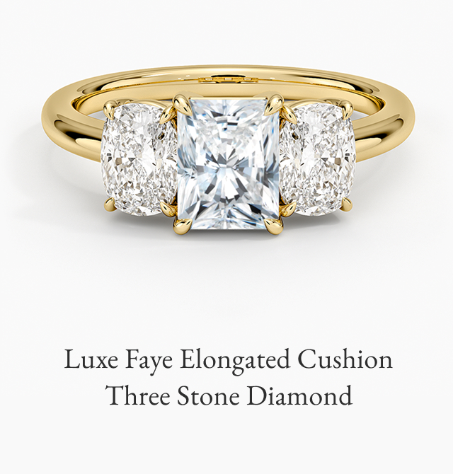Luxe Faye Elongated Cushion Three Stone Diamond Ring