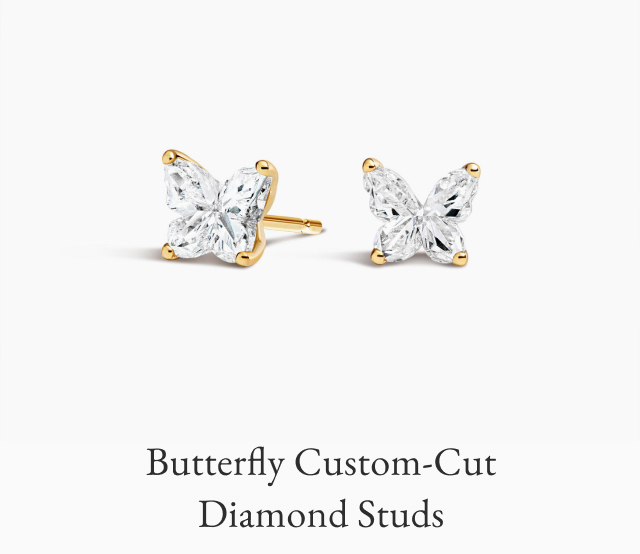 Butterfly Custom-Cut Lab Diamond Stud Earrings 
