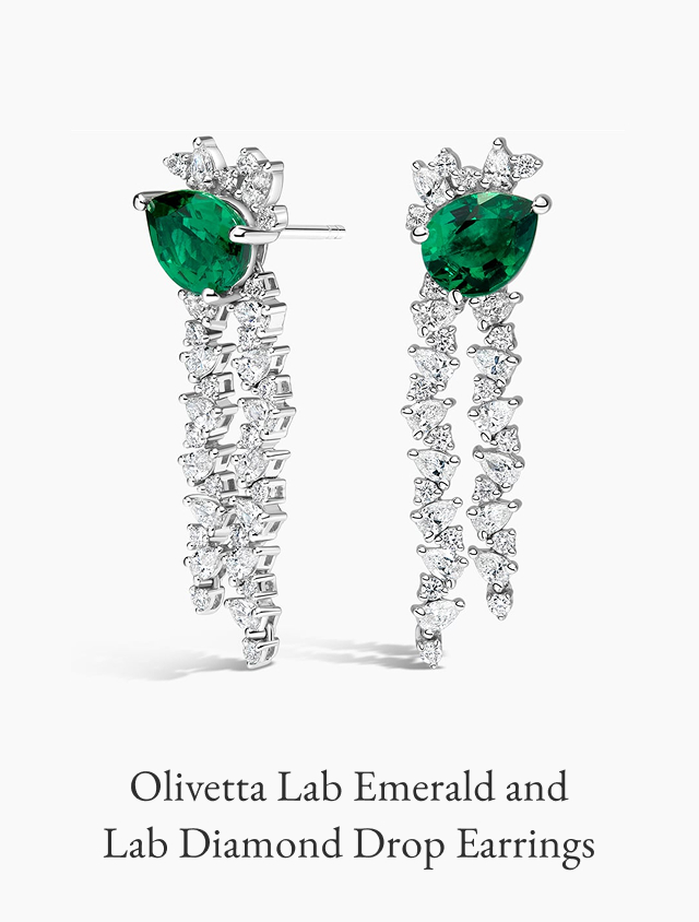 Olivetta Lab Emerald and Lab Diamond Drop Earrings 