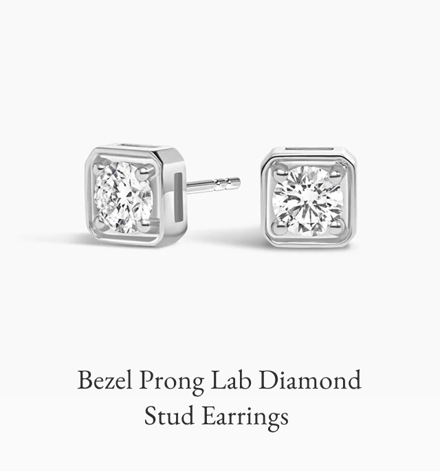 Bezel Prong Lab Diamond Stud Earrings 