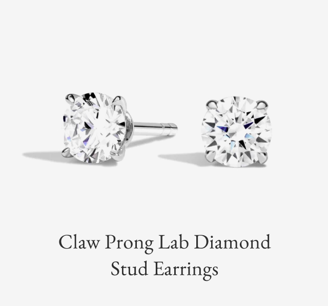 Claw Prong Lab Diamond Stud Earrings 