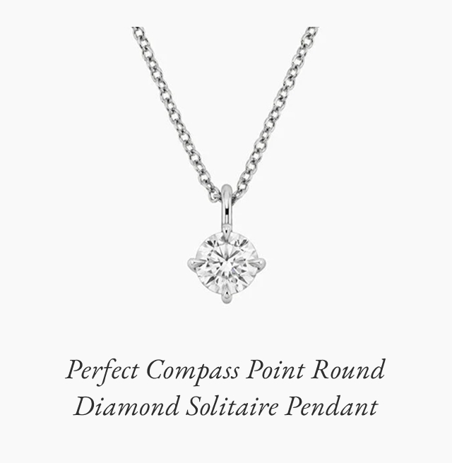 Perfect Compass Point Round Diamond Solitaire Pendant