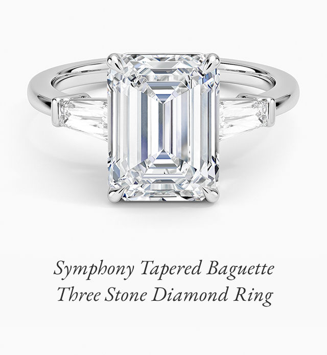 Symphony Tapered Baguette Three Stone Diamond Ring 
