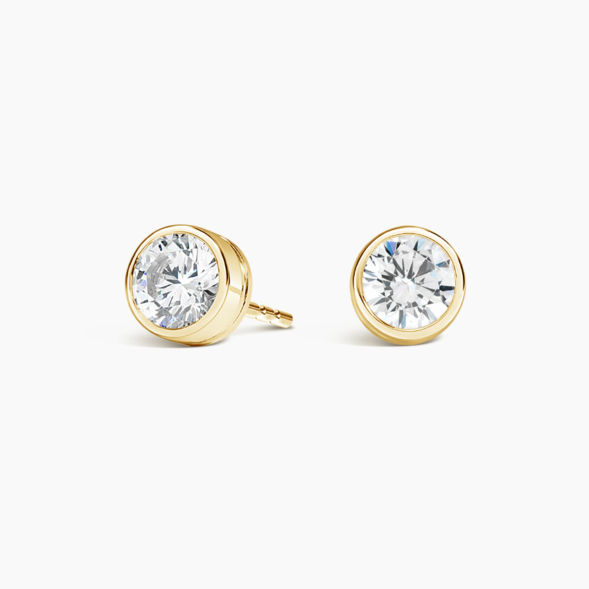 Bezel-Set Round Diamond Stud Earrings