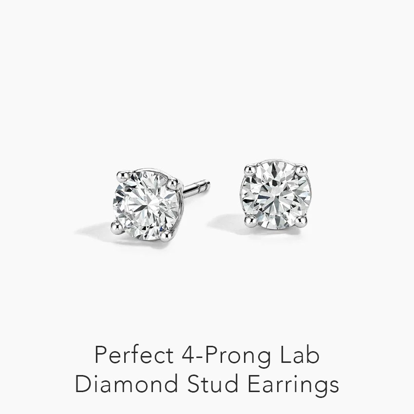 Perfect 4-Prong Lab Diamond Stud Earrings