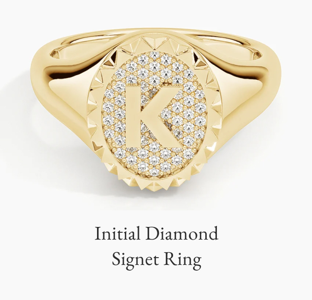 Initial Diamond Signet Ring 