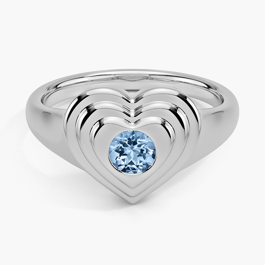 Aquamarine Sweetheart Signet Ring