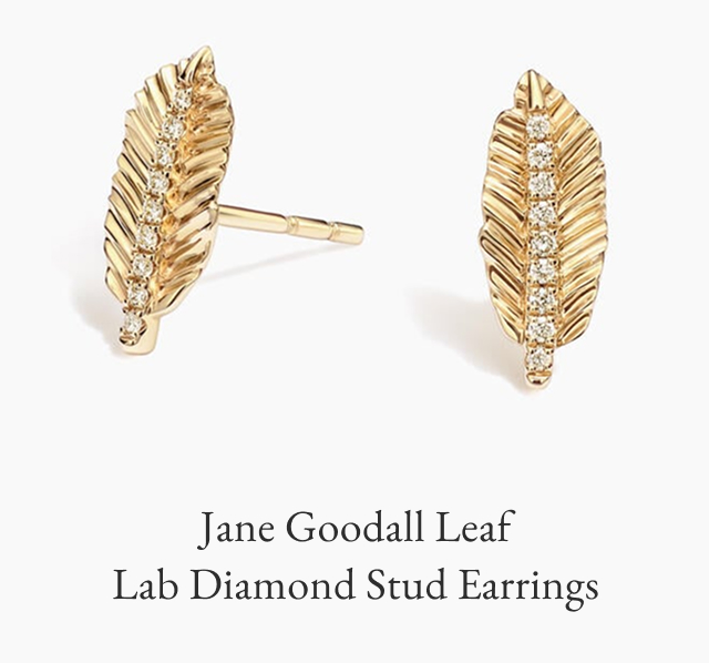 Jane Goodall Leaf Lab Diamond Stud Earrings