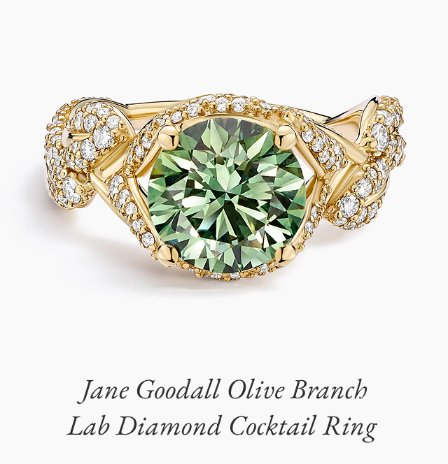 Jane Goodall Olive Branch Lab Diamond Cocktail Ring 