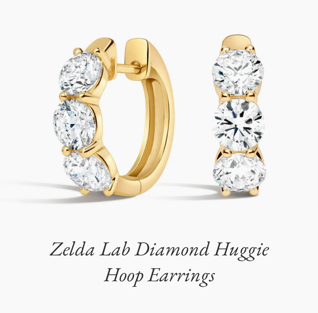 Zelda Lab Diamond Huggie Hoop Earrings