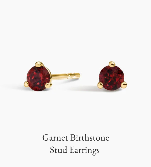 Garnet Birthstone Stud Earrings