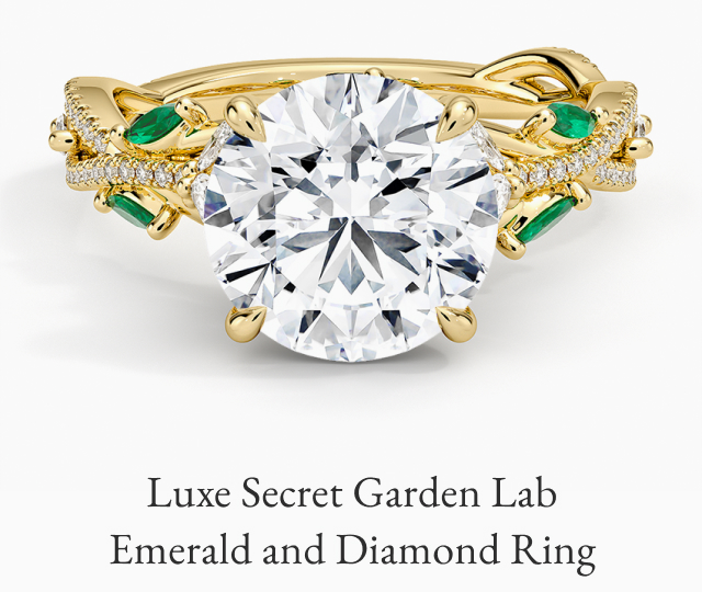 Luxe Secret Garden Lab Emerald and Diamond Ring