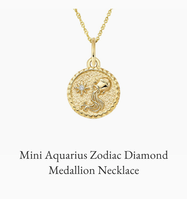Mini Aquarius Zodiac Diamond Medallion Necklace