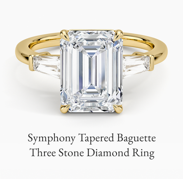 Symphony Tapered Baguette Three Stone Diamond Ring