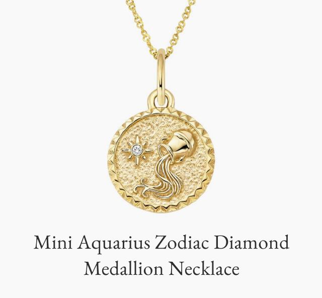 Mini Aquarius Zodiac Diamond Medallion Necklace