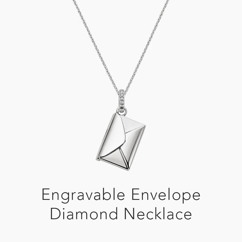 Engravable Envelope Diamond Necklace
