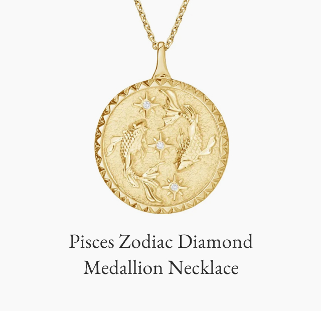 Pisces Zodiac Diamond Medallion Necklace i