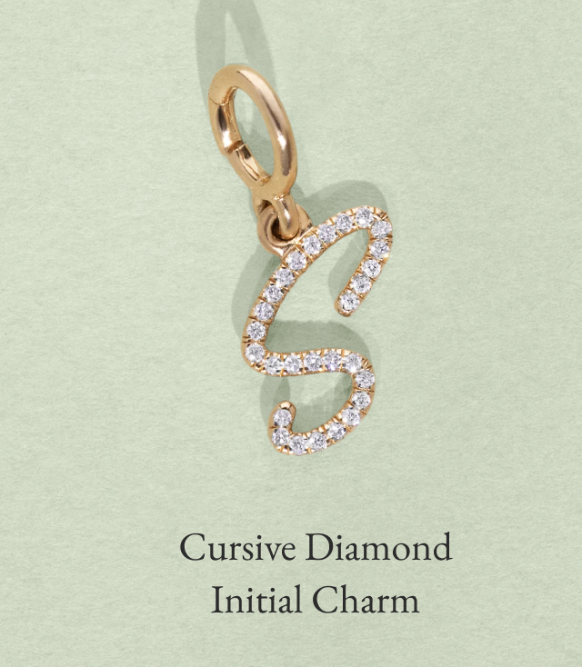 Cursive Diamond Initial Charm 