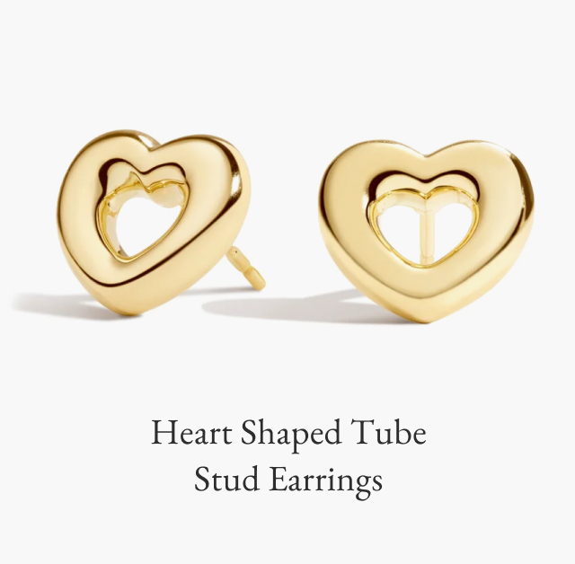 Heart Shaped Tube Stud Earrings
