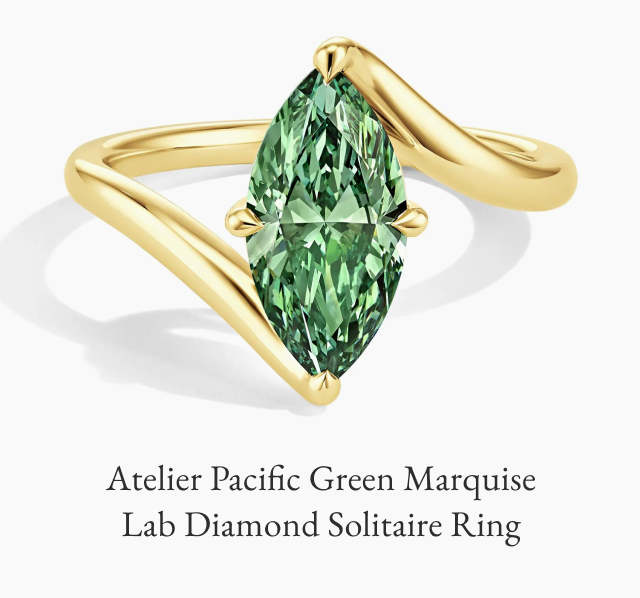 Atelier Pacific Green Marquise Lab Diamond Solitaire Ring