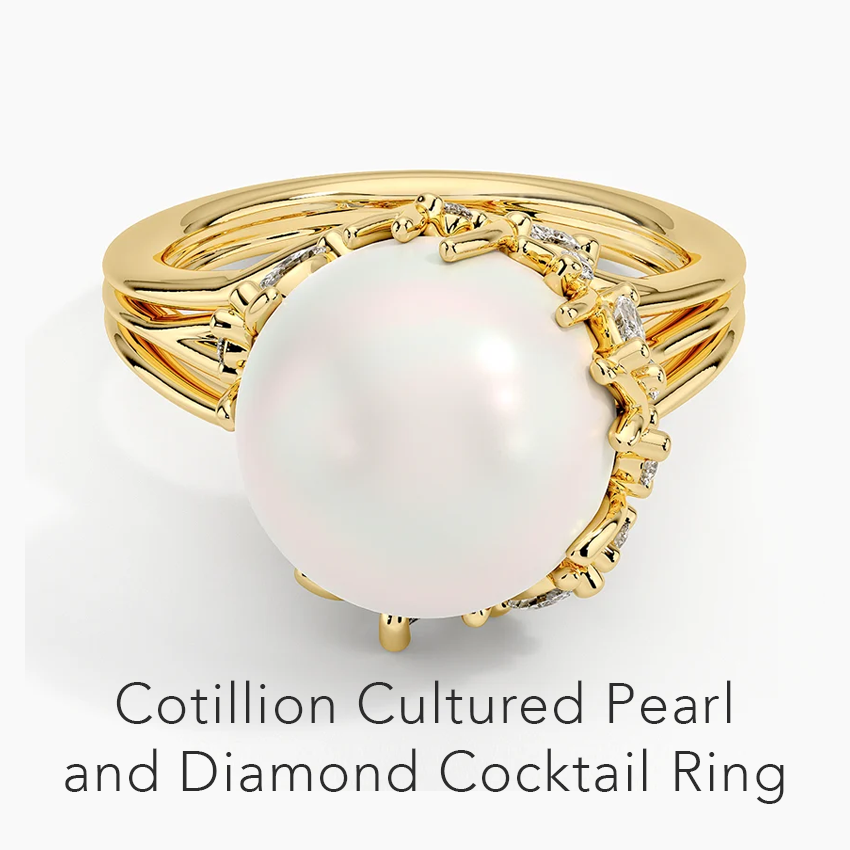 Cotillion Cultured Pearl and Diamond Cocktail Ring