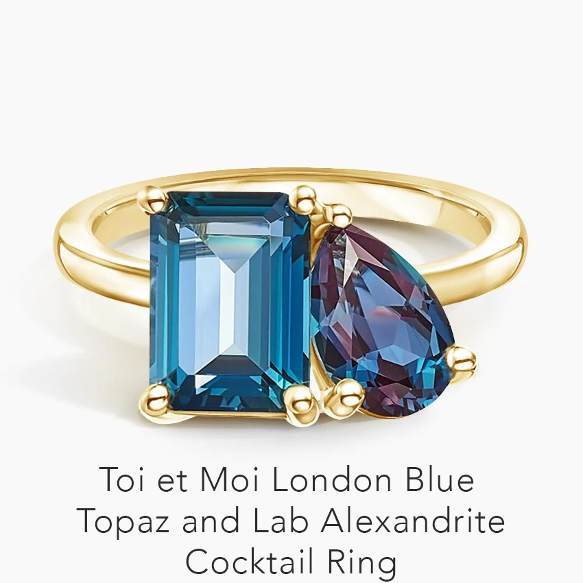Toi et Moi London Blue Topaz and Lab Alexandrite Cocktail Ring i