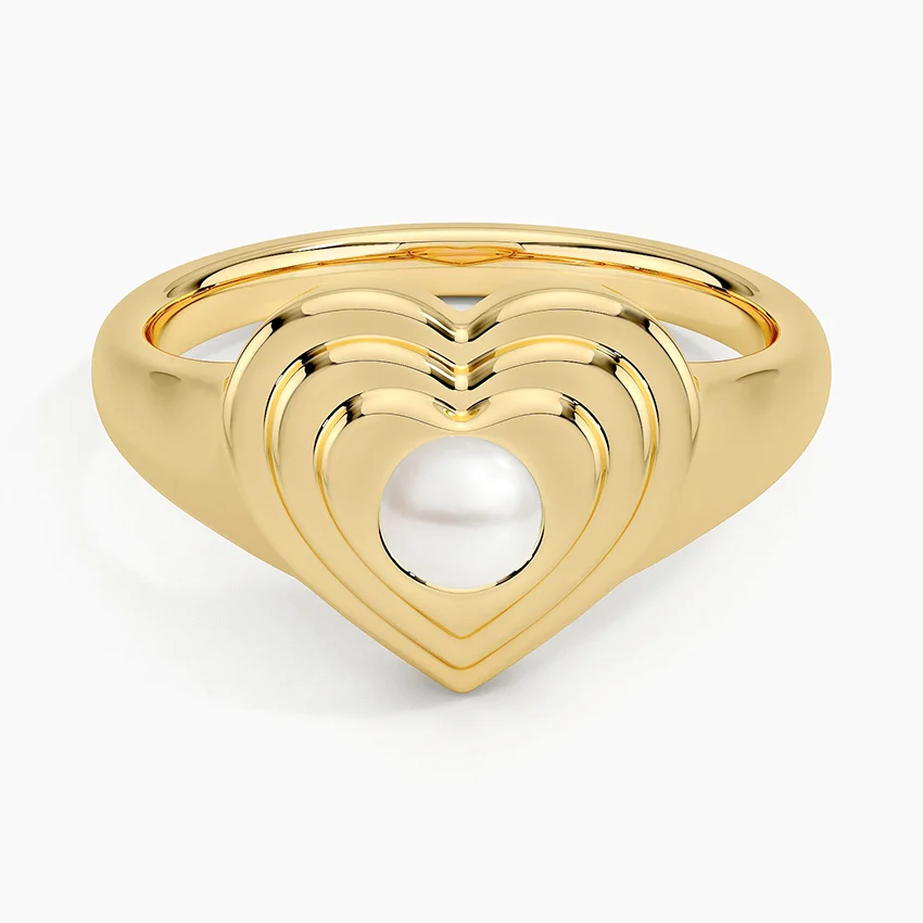 Cultured Pearl Sweetheart Signet Ring