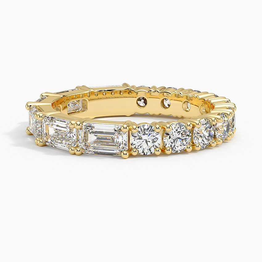 Elise Emerald Cut and Round Eternity Lab Diamond Ring