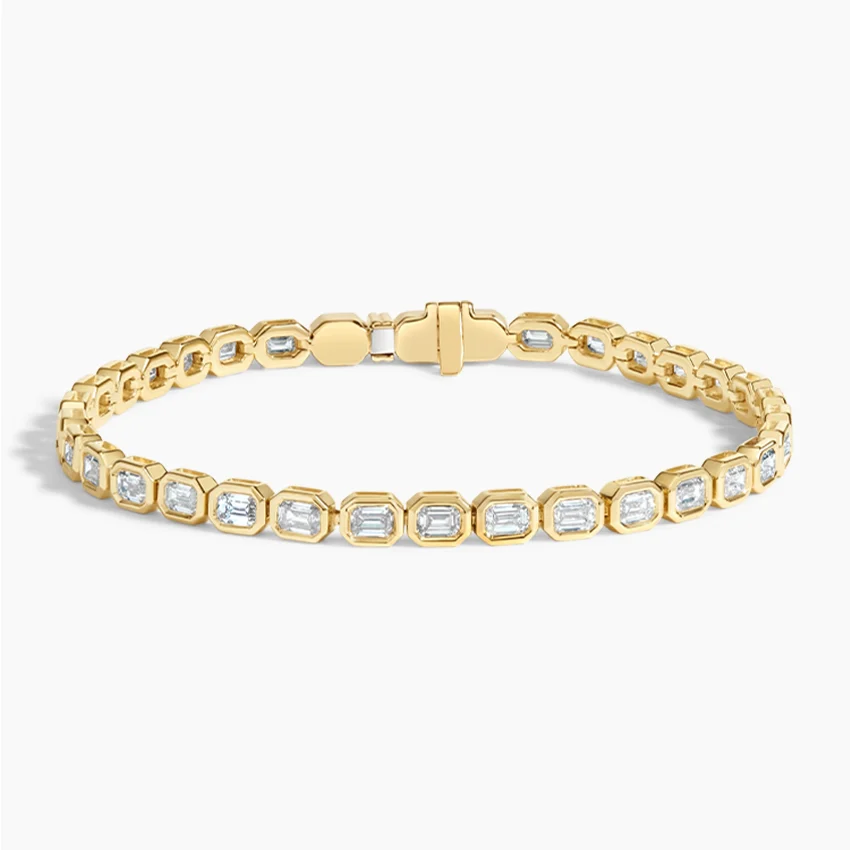 Emerald-Cut Lab Diamond Bezel Tennis Bracelet