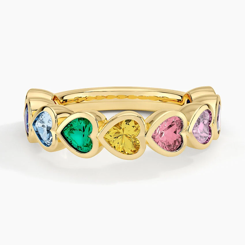 Heart Shaped Rainbow Bezel Ring