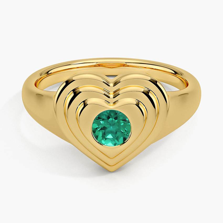 Lab Emerald Sweetheart Signet Ring