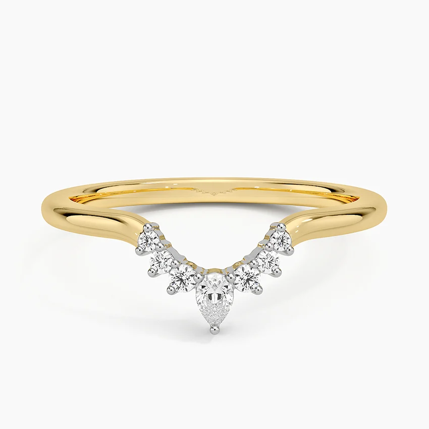 Mixed Metal Lunette Diamond Ring