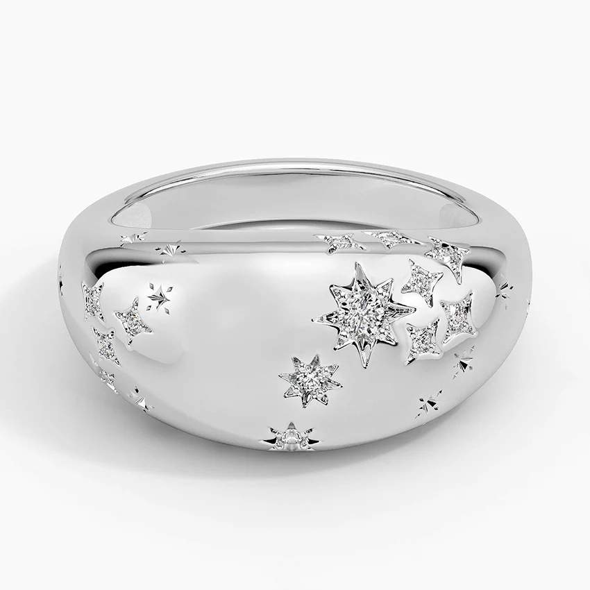 Scorpio Zodiac Constellation Diamond Dome Ring