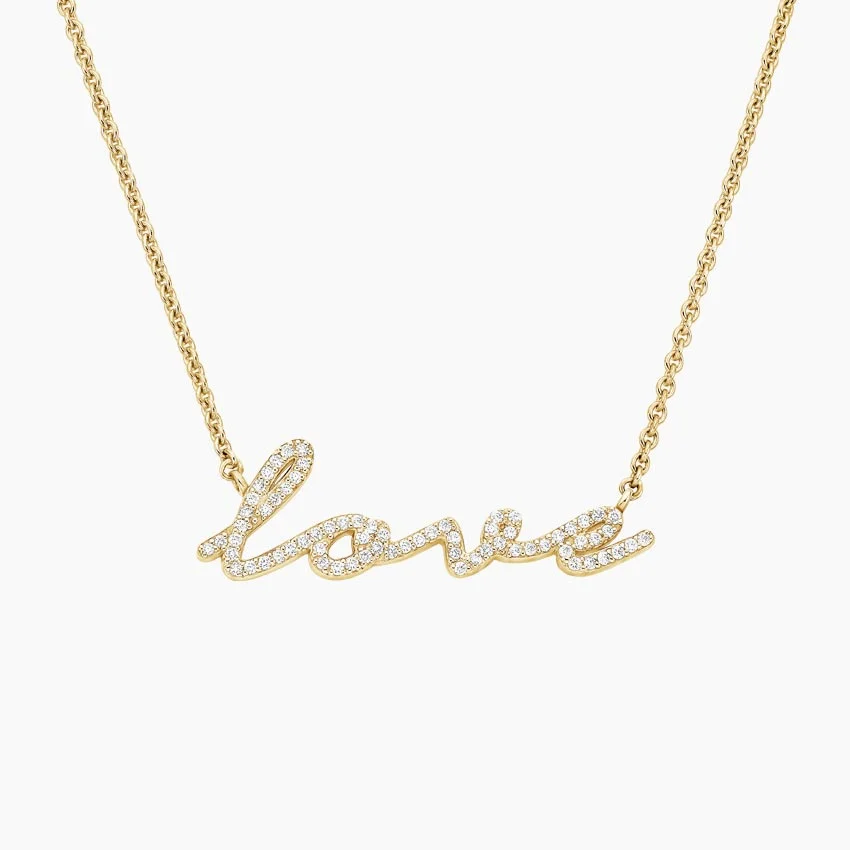 Script Love Diamond Pendant Necklace